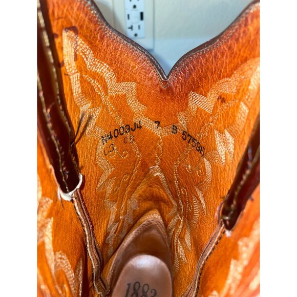 Lucchese 1883 Lizard Cowboy Boots With Embroidered Western Design Size 7 - Picture 6 of 14